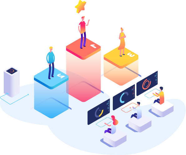 Illustration of digital marketers working with data and analytics at BrandMarkety Agency in Bangalore.